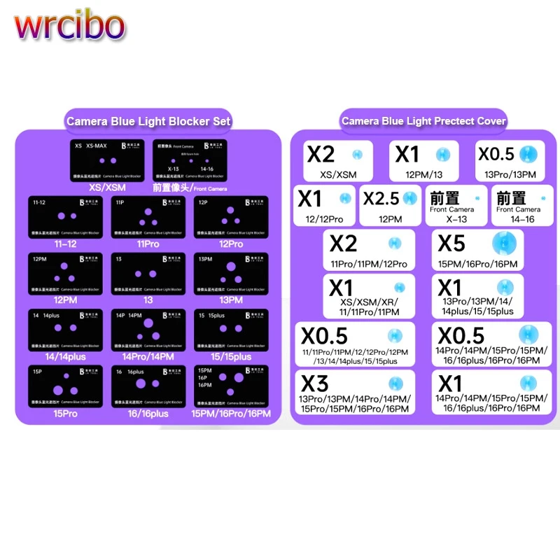 

LB Tool Camera Blue Lens Repair Kit Blue Light Blocker/Camera Protect Cover For iPhone X-16PM Repair Protect Scratches / Stains