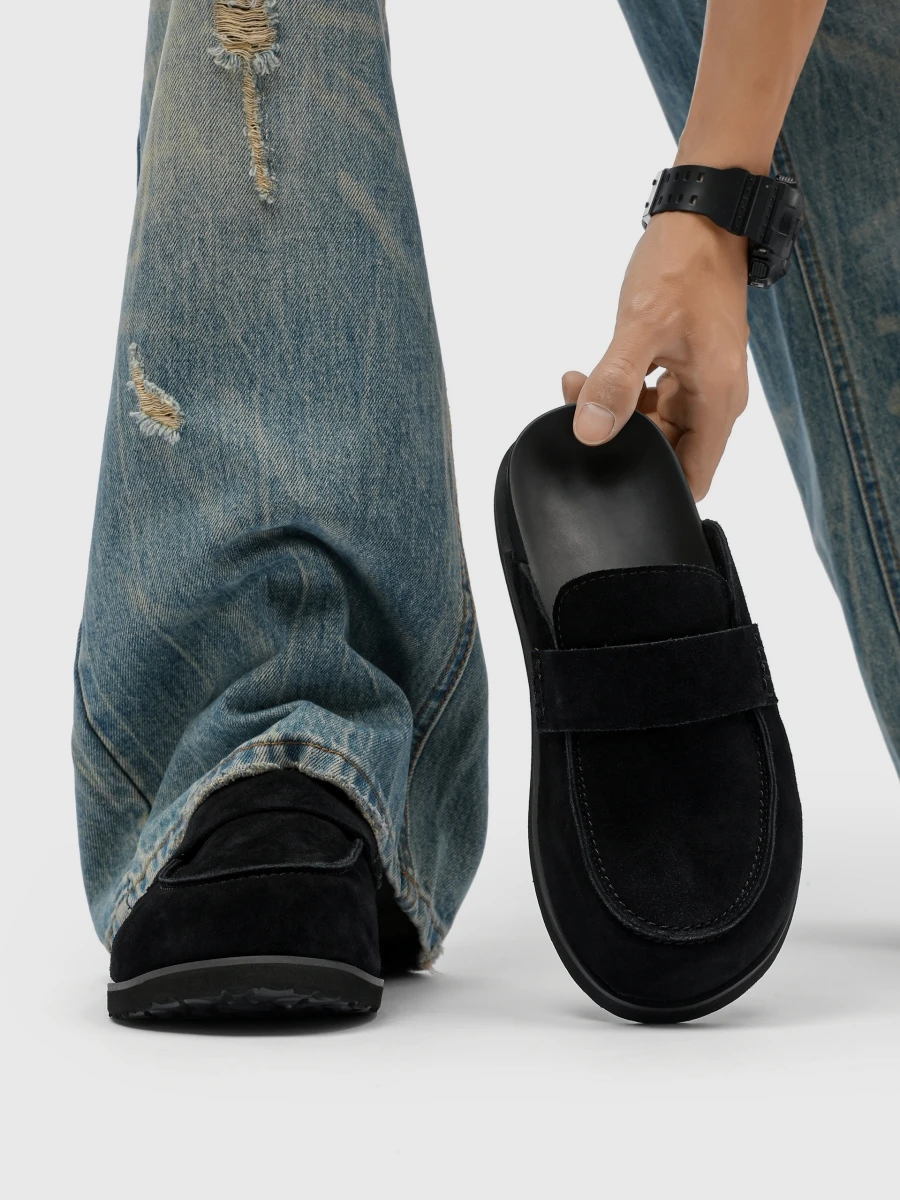 

Мужская фланелевая уличная одежда в стиле ретро Thi Bot Headed f Тапочки Легко носить Lazy Mule oes Модные