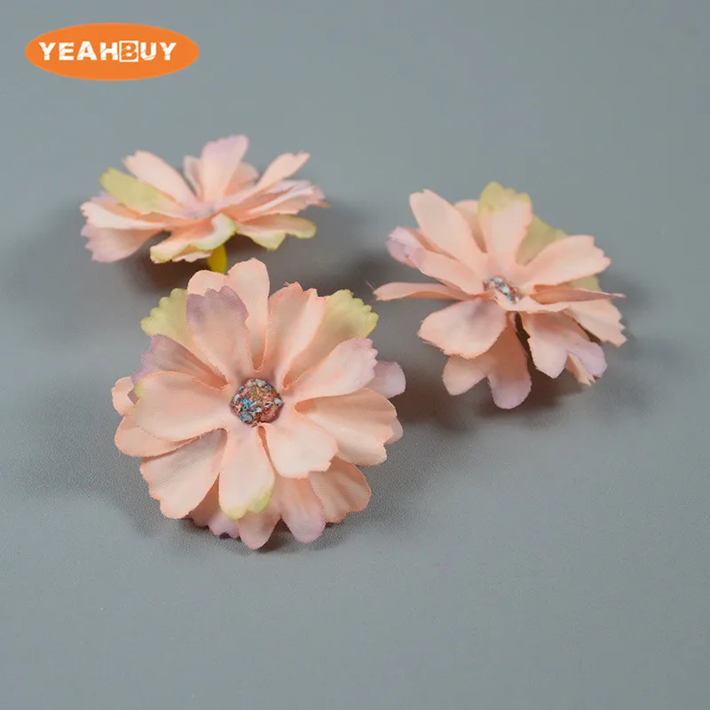 100pcs 10Colors Silk Daisy Flower Heads Home Simulation Flower Wedding Decor For Scrapbooking Handicraft Festival Decoration