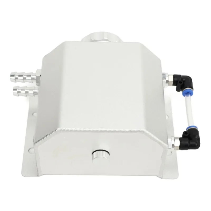 Tanque de expansión universal para refrigerante de motor de 1 litro: botella de depósito de desbordamiento de aleación de aluminio, acabado plateado, adecuado para varios motores