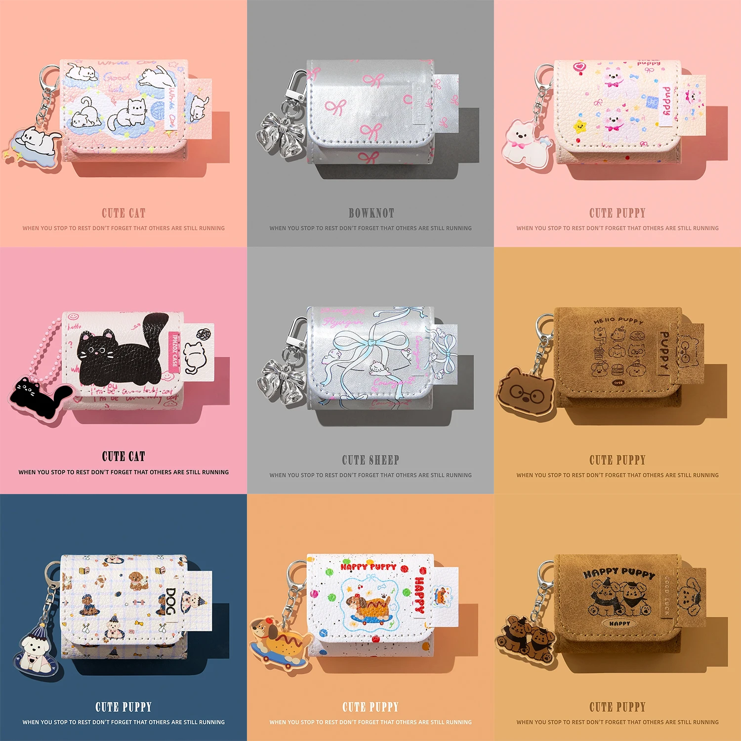 

Cute Puppy PU Leather Case For AirPods Pro3 Pro2 Pro Soft Shell Earphone Shockproof Cover For AirPods 4 3 2 Protective Funda