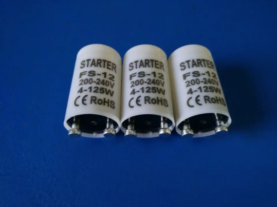 10pcs/lot Fluorescent Tube Fuse Starter with White Housing AC220V-240V 4-125W Fluorescent Light Ballast Starter CE ROHS