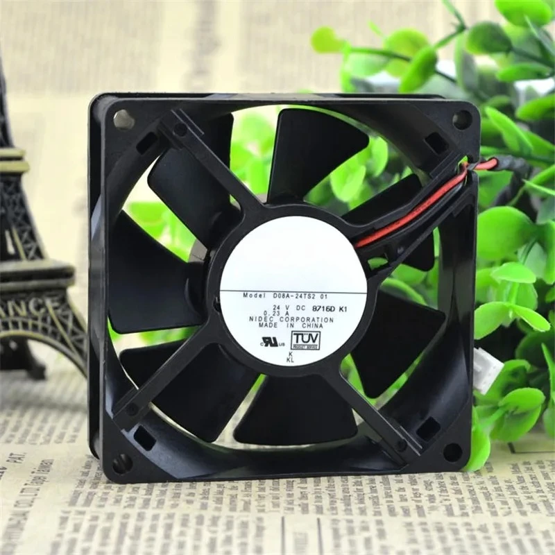 

New D08A-24TS2 DC 24V 0.23A 5.52W 8cm 8025 80x80x25mm Double Ball Bearing Cooling Fan Fast Shipping