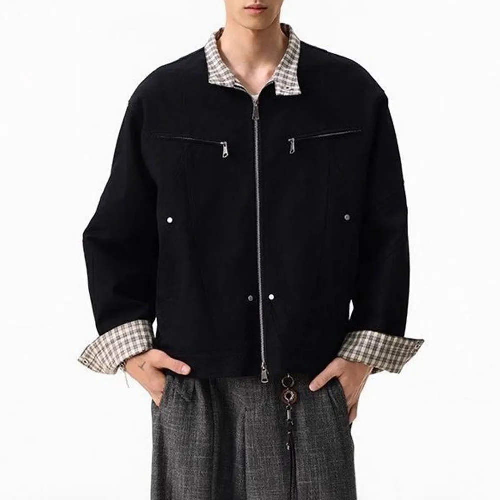 

Autumn New Men's Solid Color Long-Sleeved Jacket American Retro Fashion Trend High Street Casual Loose Niche Men's Tops 2025