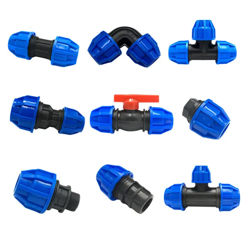1Pcs PE Pipe Fittings Quick Connect Fittings Tap Water Pipe Quick Connect Fittings Elbow Three-Way Ball Valve 1/2 3/4 G1 Joint