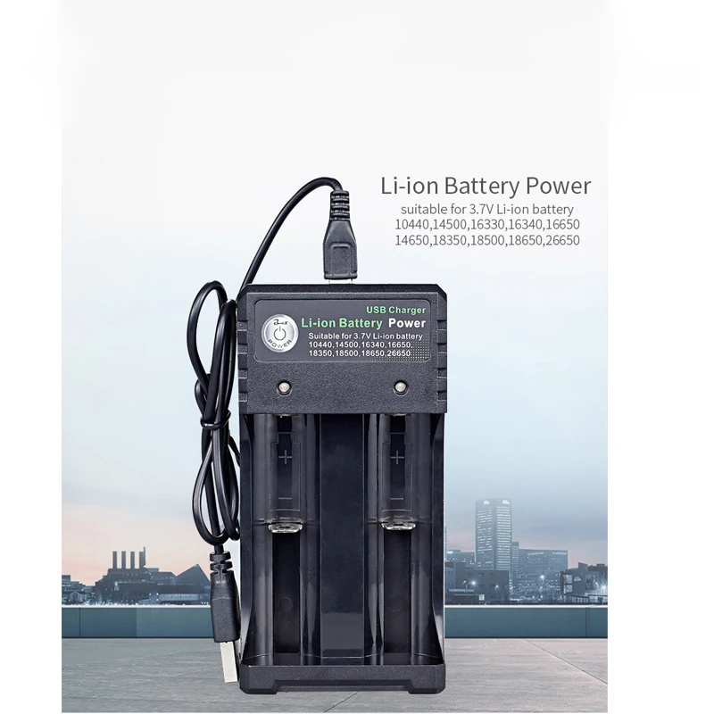 2 Slot 110V/220V 18650 Battery Charger Black For 14500 14650 16650 18350 18500 18650 26650 3.7V Rechargeable Lithium Batteries