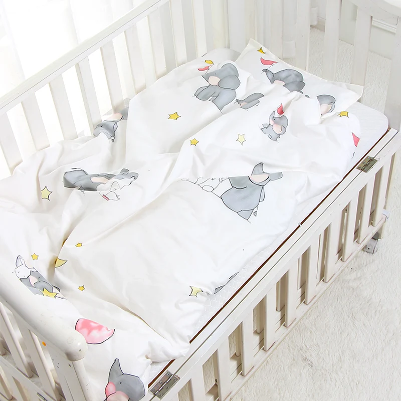 5PCS Cartoon Cotton Crib Surround Bumper Children's Bedding Kit Pure Anti-collision Baby Bed Bumpers includes( 4Bumpers+Sheet)