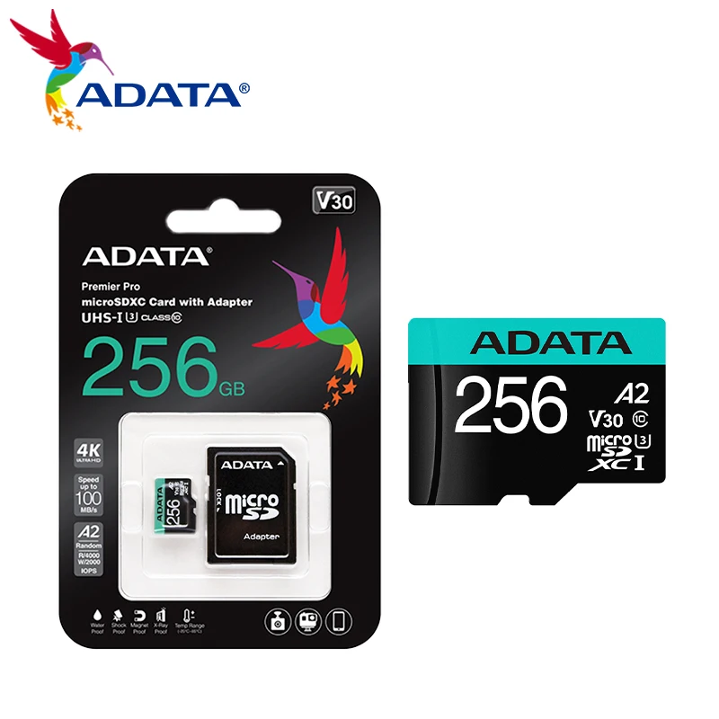 Imagem -04 - Cartão de Memória Adata com Adaptador Premier Pro Microsdxc Uhs-i Cartão 512gb 256gb 128gb 64gb Cartão Micro sd u3 V30 a2 Cartão tf para pc