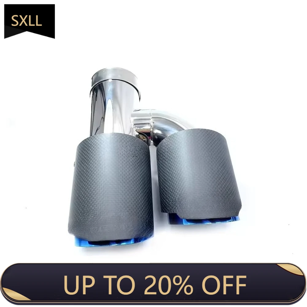 

SXLL Performance 304 stainless steel double outlet carbon fiber baked blue exhaust system muffler exhaust tip