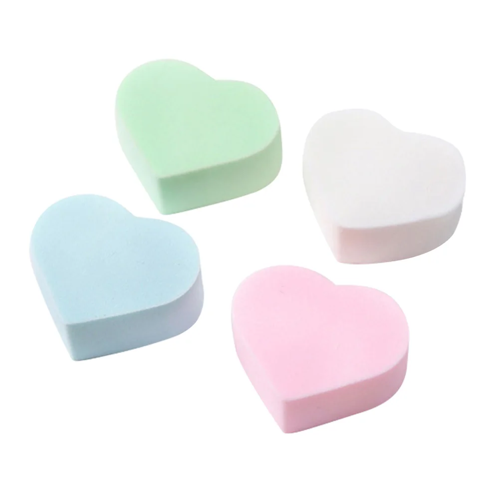 

4 pcs Heart Shape Facial Sponge Cleansing Puff Skin Care Makeup Tool Dry Wet Use Efficient Cleaning Soft Smooth Natural Safe All