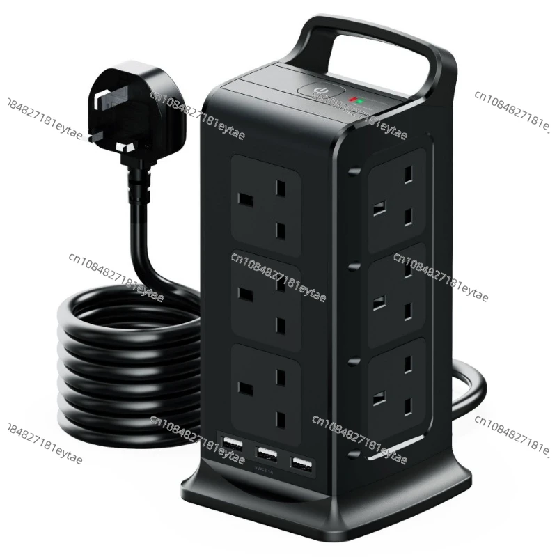 

Многоцелевая USB-розетка в британском стандарте, вертикальная башенная розетка, мощная розетка с 12 отверстиями для домашнего офиса