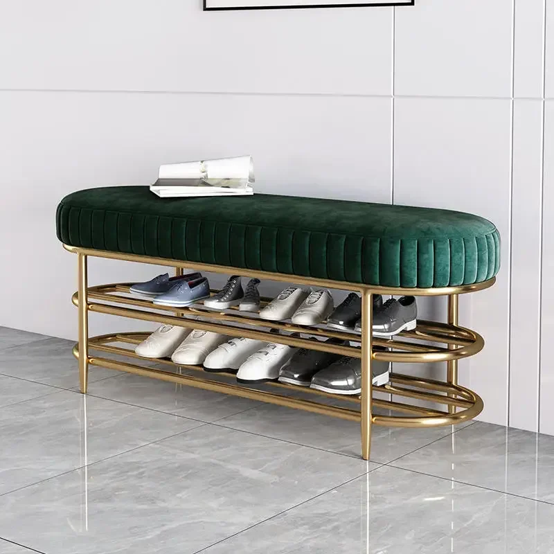 Luxurious Velvet Shoe Changing Stool with Cushion Multi-Size Shoe Rack for Entryways   Footwear Organizer