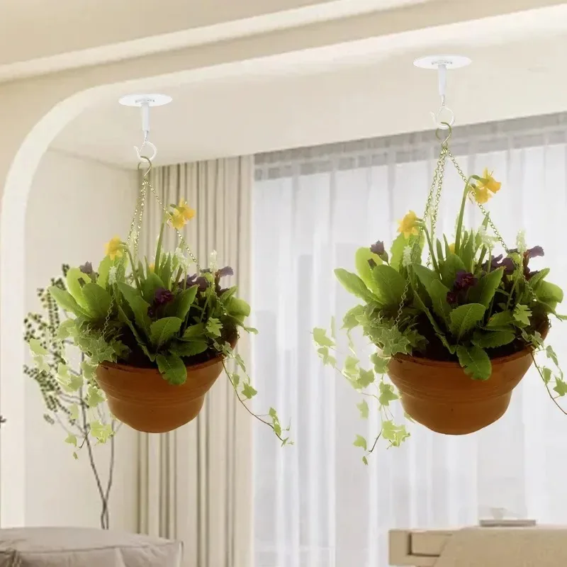 Self Adhesive Ceiling Hooks Metal Plant Hooks Wall Mounted Hanging Basket Hooks Plants Lanterns Flower Pots Home Decor view 2
