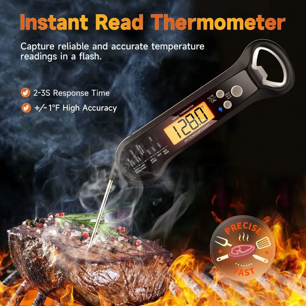 

2-in-1 Digital Thermometer Waterproof Backlight Electronic Food Thermometer Instant Read Temperature