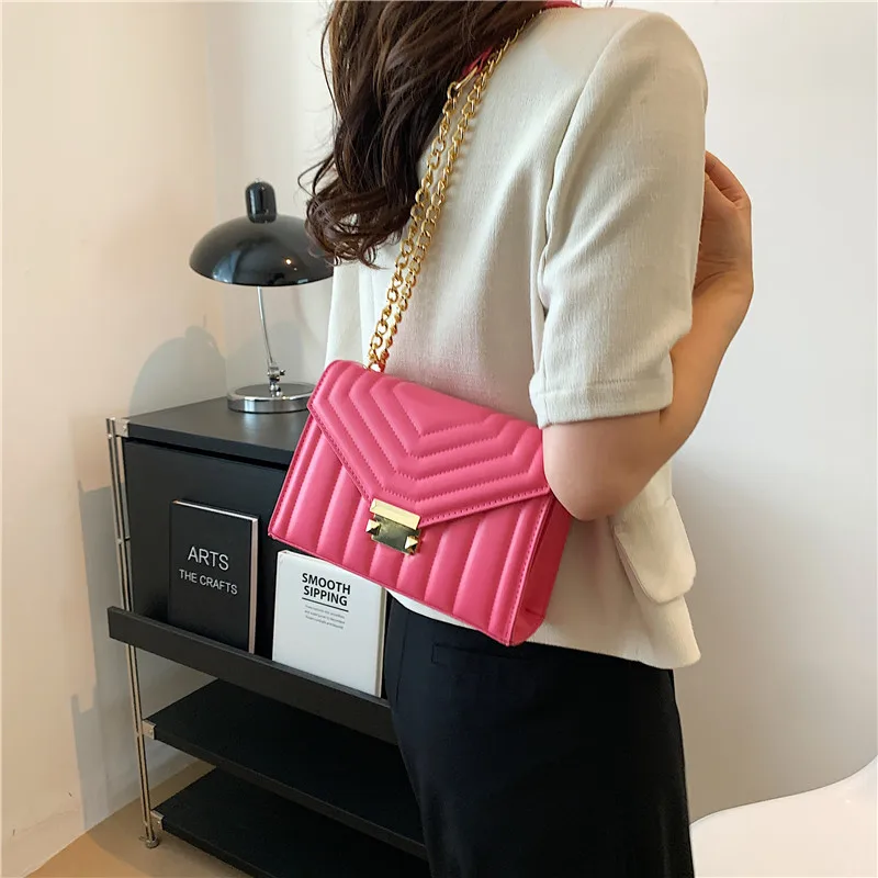 Fashion Thread Strip Chain Shoulder Crossbody Bag for Women 2022 New Sac A Main Ladies Messenger Bag Female Handbags and Purses