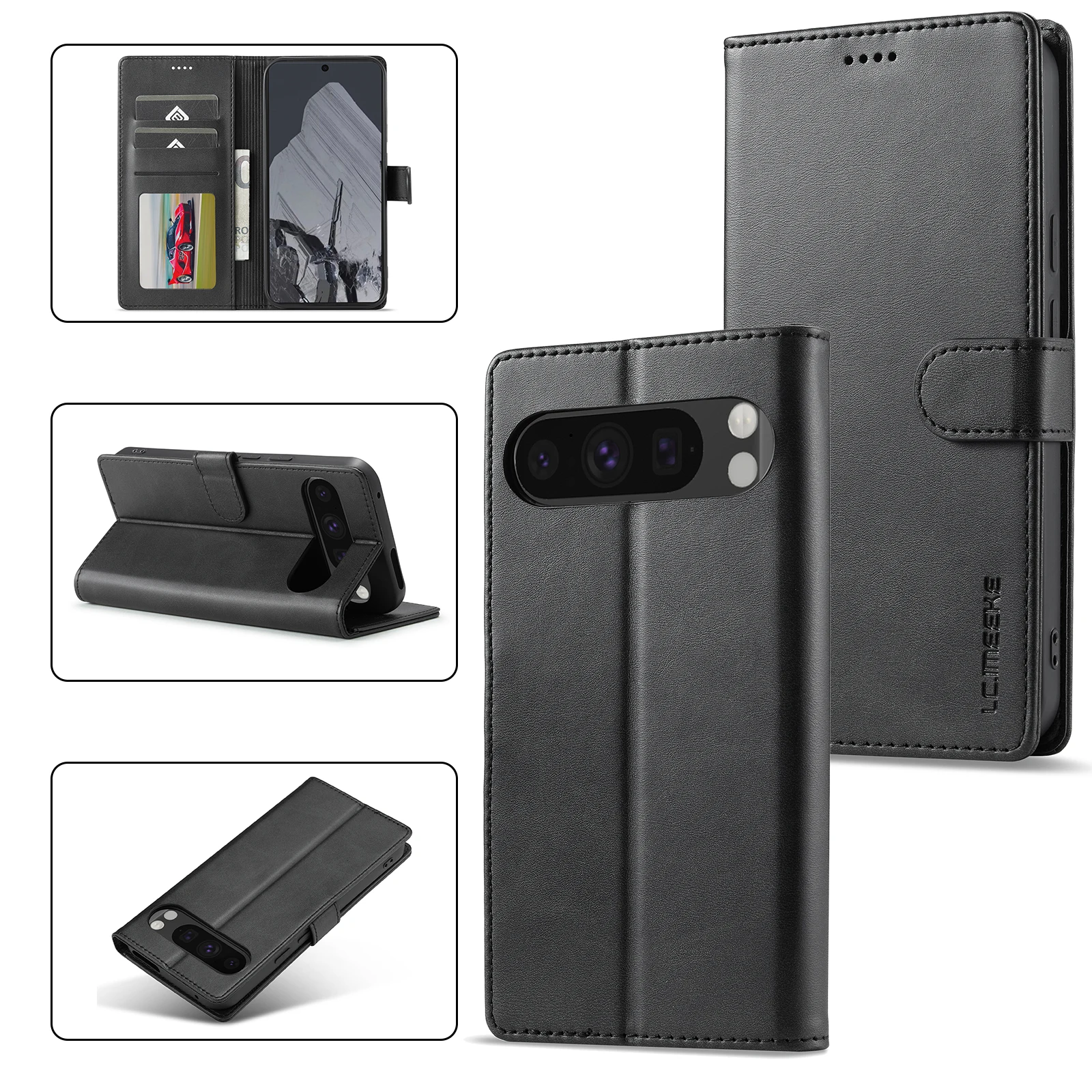 

LC.IMEEKE-xnw Luxury Wallet Leather Case Stand Cover For Google Pixel 6/6A/7/7A/8/8A/9/9A/10 Pro XL Protector Skin Magnetic Flip
