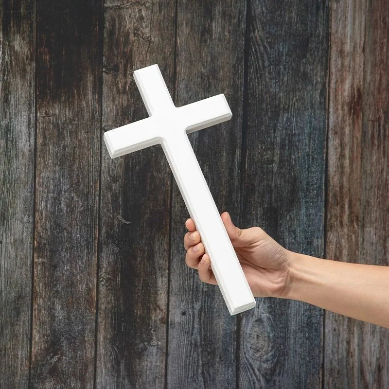 Wandkreuz aus Holz für Heimdekoration, Holzkreuze für die Wand, christliches Wandkreuz, dekoratives Wandkreuz, weißes Jesus Christus, Kirche – Detail 4