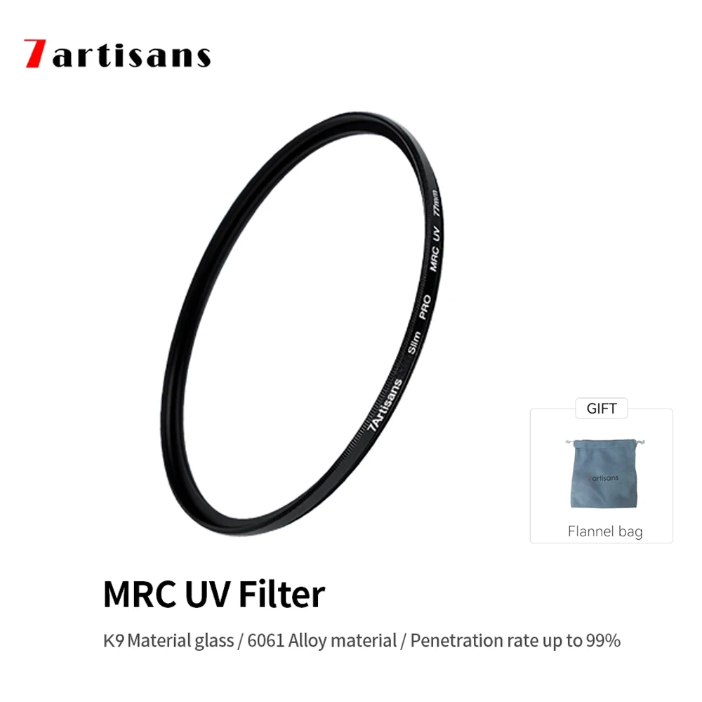 7artisans 7 artisans 46-82mm MRC UV Protection Filter Ultra Thin 18-Layer Multi-coated Waterproof  For Camera Lens 46mm 49mm