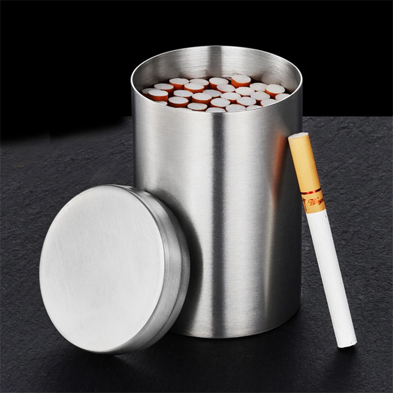 50PCS Capacity Cigarette Can Stainless Steel Portable Cigar Holder Damp-proof Storage Tank for Cotton Swab Spice Jar Container