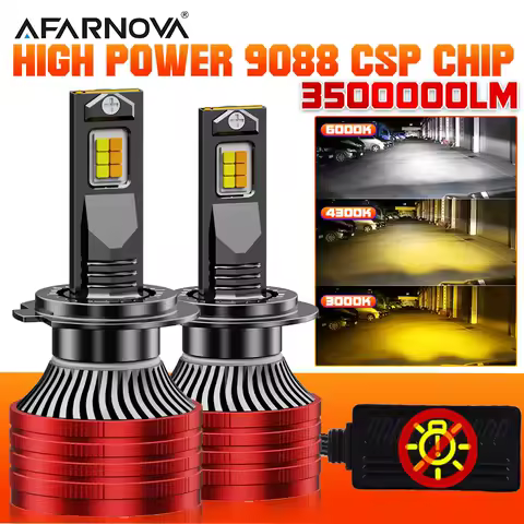 3000W H7 H1 Led Car Headlights Bulb Canbus 3000K 4300K 6500K Led H4 H8 H9 H11 HB3 9005 HB4 9006 12V 9088 CSP Fog Lamp Automobile