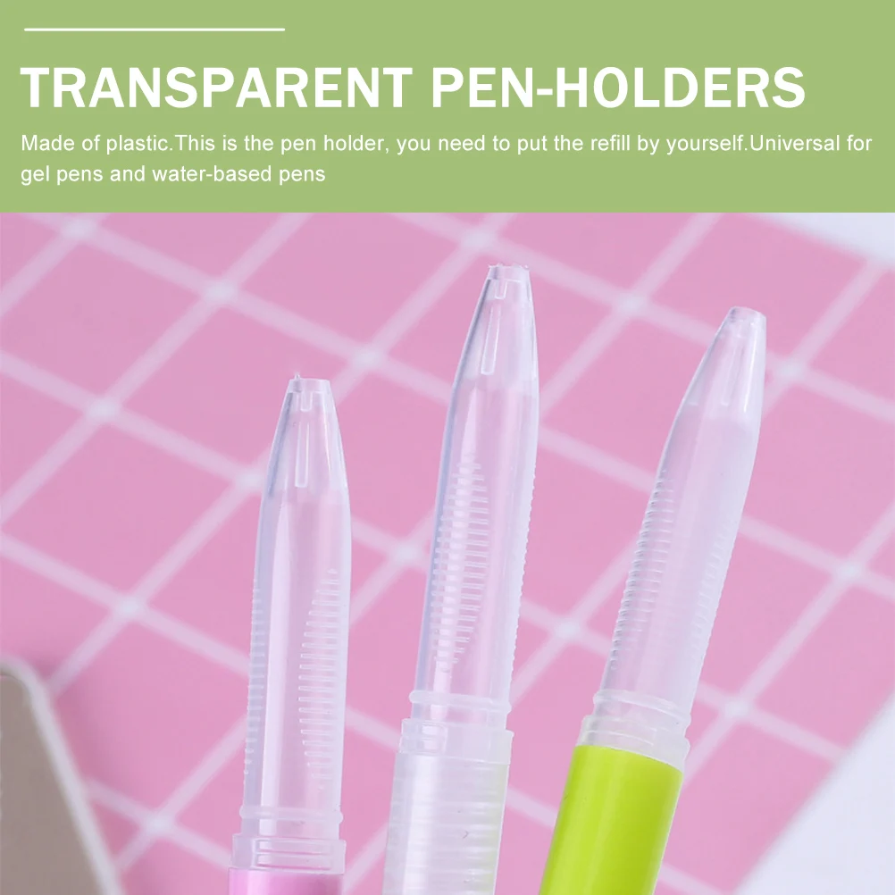

Empty Pen Shells Clear Holders for Refills Transparent Pens Gel Pink Cover Tubes Students Stationery Material Long