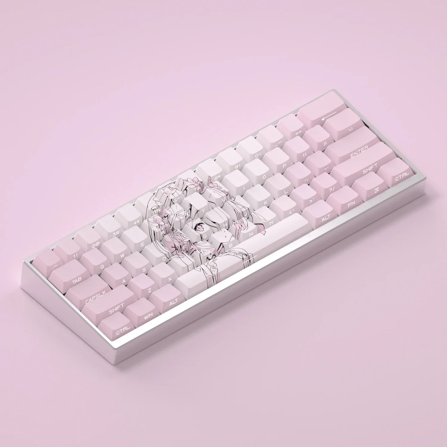 

130-клавишные колпачки для клавиш Ram, аниме, PBT, сублимационная краска, вишня, розовая, с боковой печатью, подсветка, механическая клавиатура AULA F75 Ajazz Akko, игра для ПК