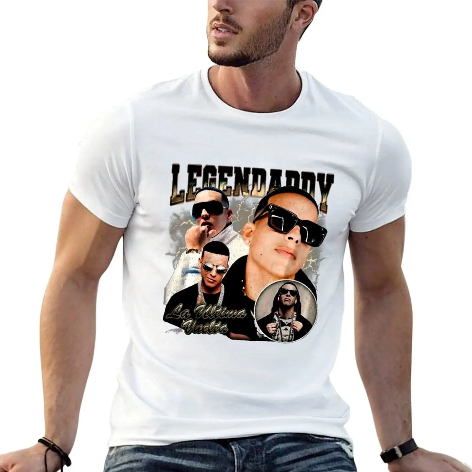 Camiseta Retro de Daddy Yankee para Hombre, Camisetas de Algodón, Camiseta Negra de Algodón para Hombre, Camiseta Lisa de Algodón para Hombre, Paquete de Camisetas