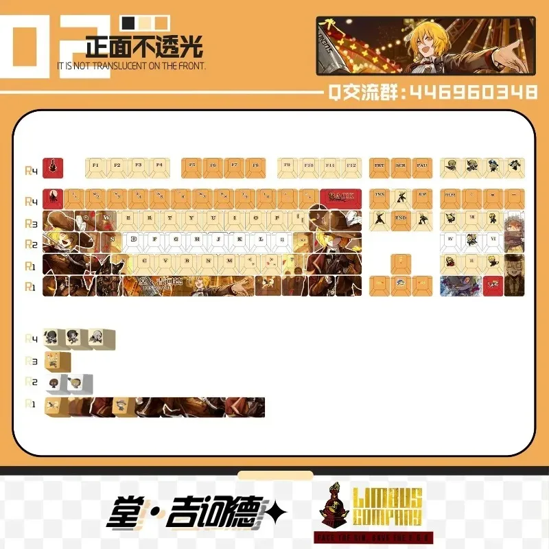 Keycaps PBT 122 teclas Limbus Company Don Quixote — vista 5