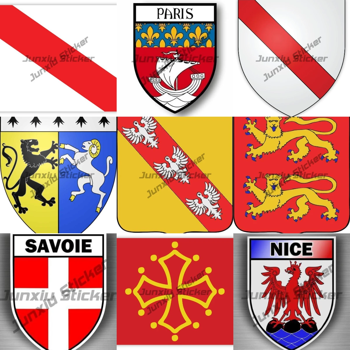 France Finistère Lorraine Normandy Coat of Arms Vinyl Sticker Paris Ile De France City of Savoie Nice Shield Decals Accessories