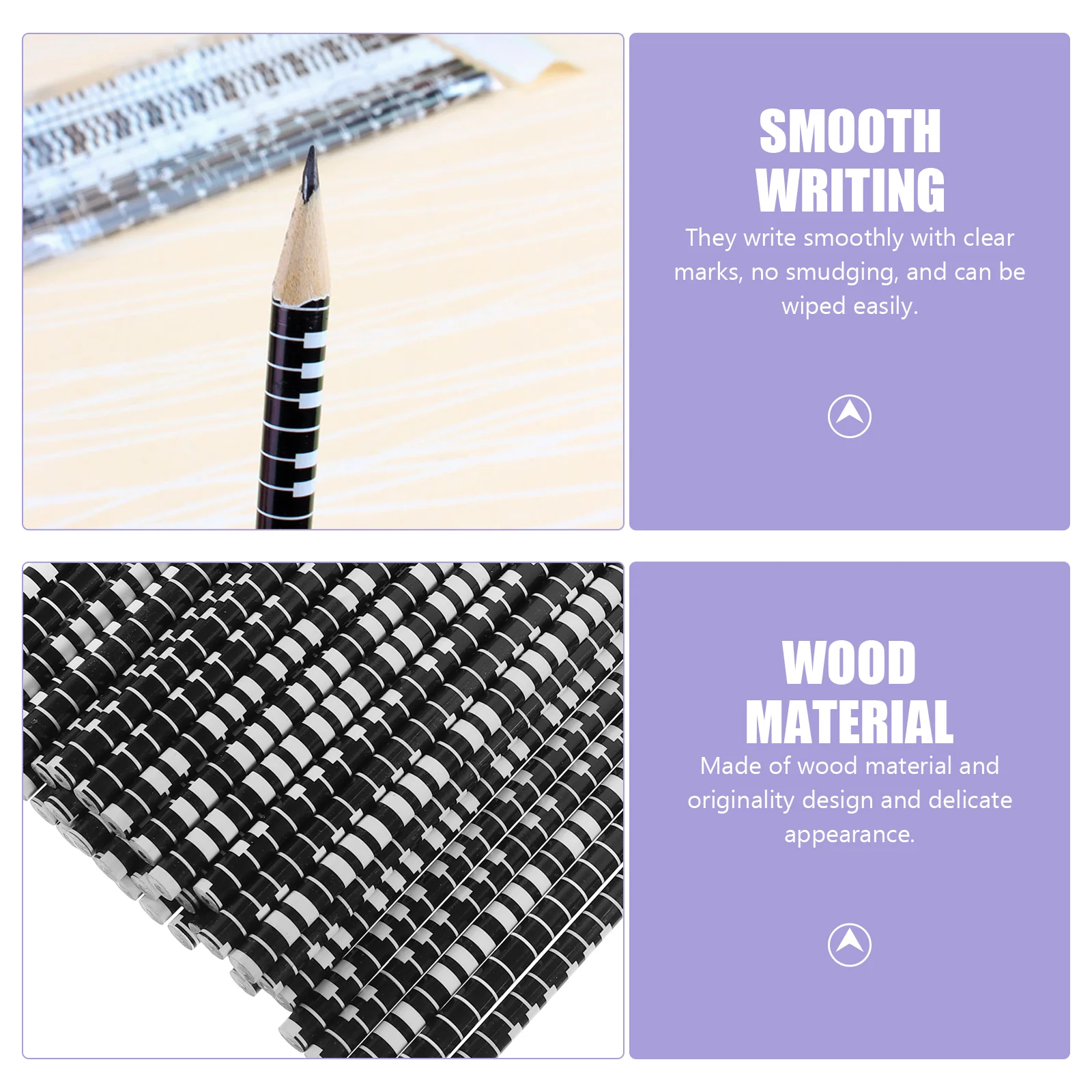 

36pcs Piano Music Pencils Kids Prize Supplies Lightweight Smooth Writing Wood Material Creative Design Black Color Classroom