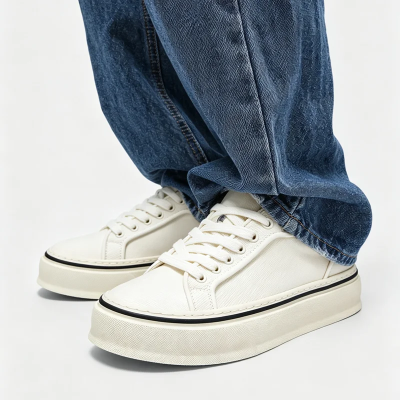 

2026 Summer New Trendy Fashion Sports Breathable Thick Bottom Versatile Casual White Board Shoes Men's Shoes