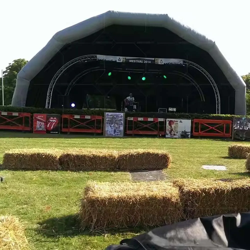 Tienda de campaña inflable duradera con cubierta para escenario, cúpula de concha gigante, marquesina para exteriores, dosel para actuación de fiesta, tienda de techo de aire para conciertos de música