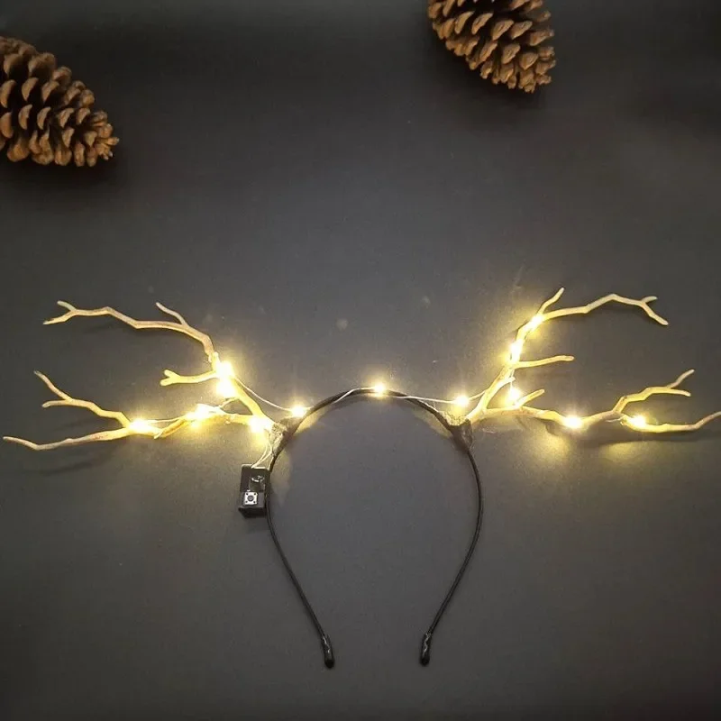 

10pcs LED Light Up Headband Antlers Deer Horns Fairy Tale Tree Branch Retro Crown Glow Party Decoration Wedding Festival