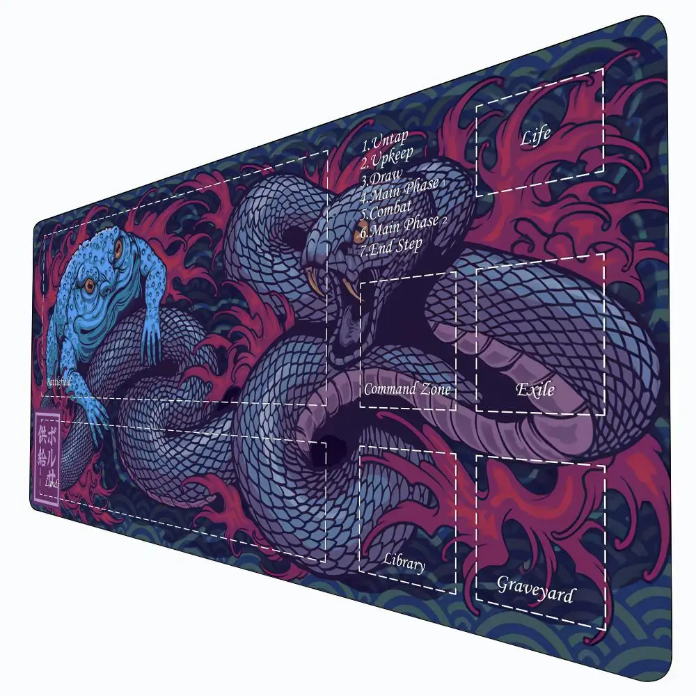 

Toad and snake anime Magic Card Battle Game Mat with zone mtg playmat desk mat Commander Playmat suitable for family gatherings