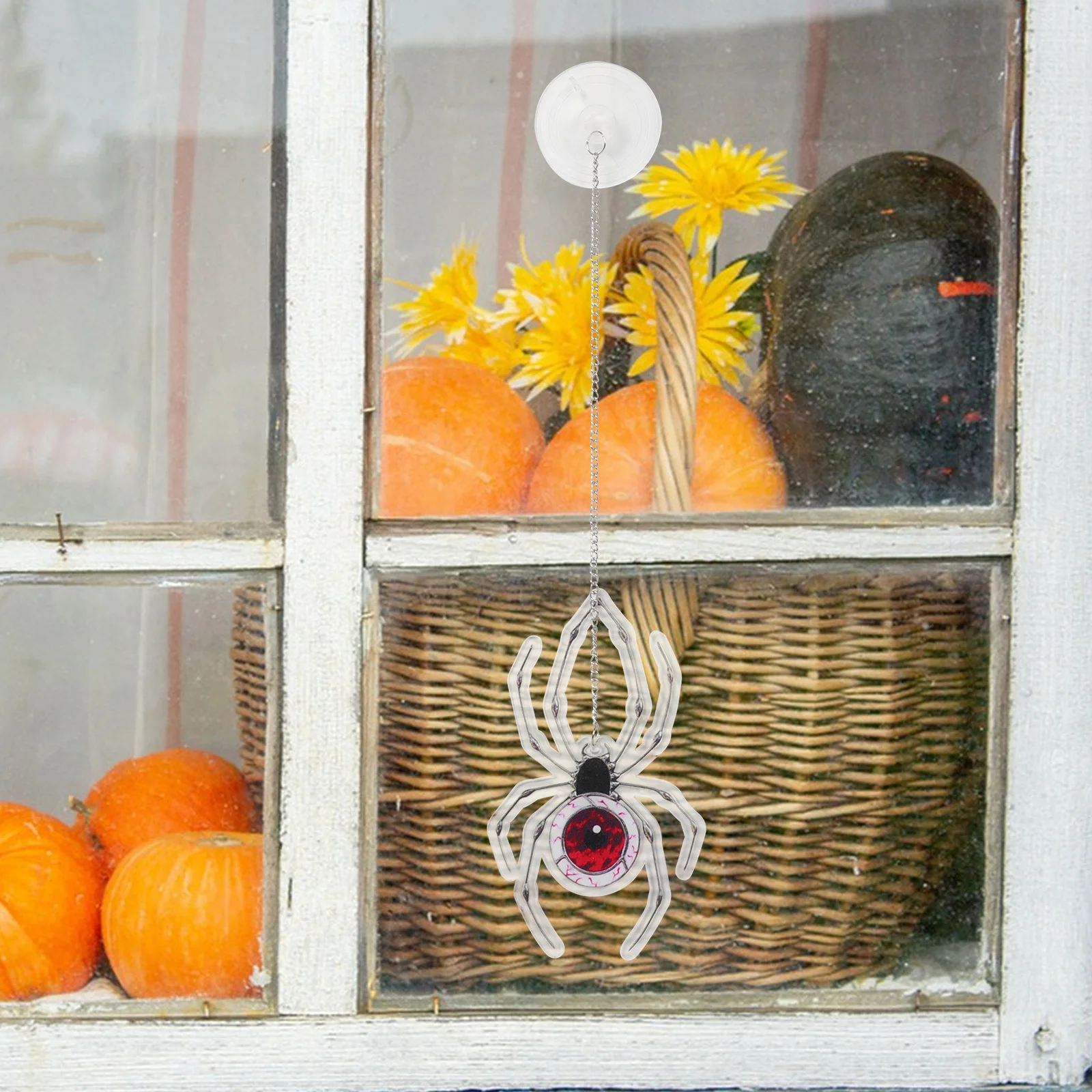 

1pcs Spider Window Pendant Halloween Yard Decor Suction Cup Installation Reusable Props Party Supplies Halloween