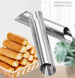6pcs 크림 경적 금형 Cannoli 양식 튜브 크로와상 금형 스테인레스 스틸 과자 롤 쿠키 디저트 주방 베이킹 도구