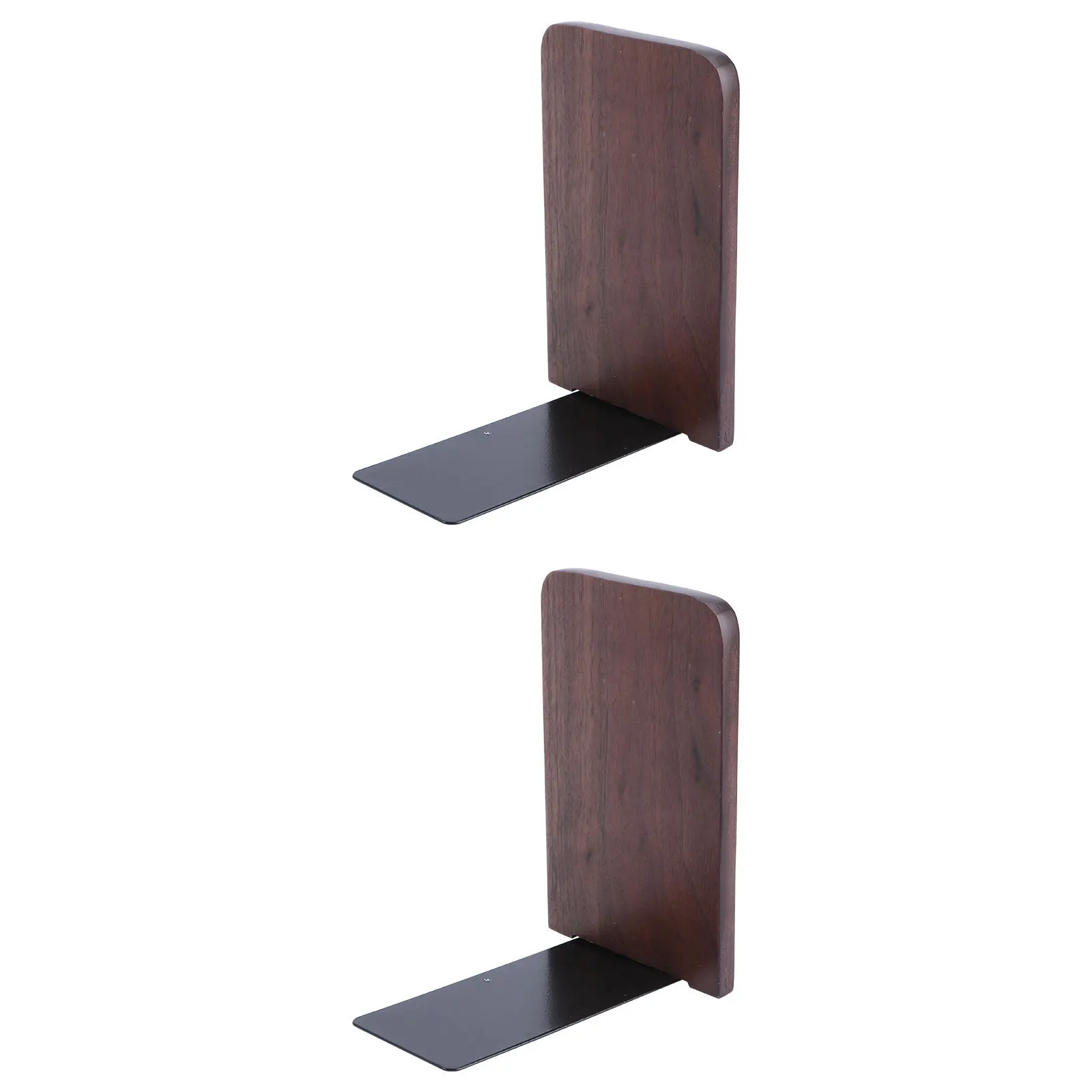 

2pcs Wooden Bookends Black Walnut Solid Wood Thickened For Home Office Library Antislip Book Supports Shelves Organizer