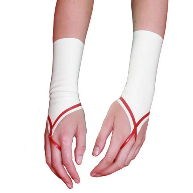 

Handmade Cosplay Gloves Latex Catsuit Rubber Fingerless Long Tight Show Gloves Clubwear