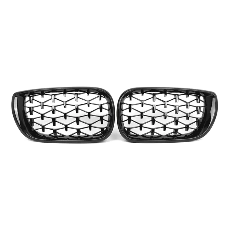 Car Diamond Gloss Black Front Grill Kidney Grille For BMW E46 4-Door Sedan 2002-2005