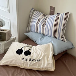 Korean Style Cotton Stripe Pillow Case Envelop Sleeping Pillowcase Cushion Cover Bedroom Decorations Home Room Bedding Decor