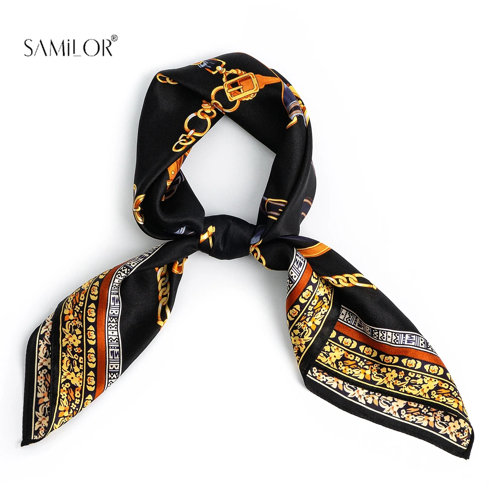 

Vintage Flowers Square Scarf Women Silk Shawl Neckerchief Female Print Headband Head Wraps Foulard Hijab Hair Band Bandana Women