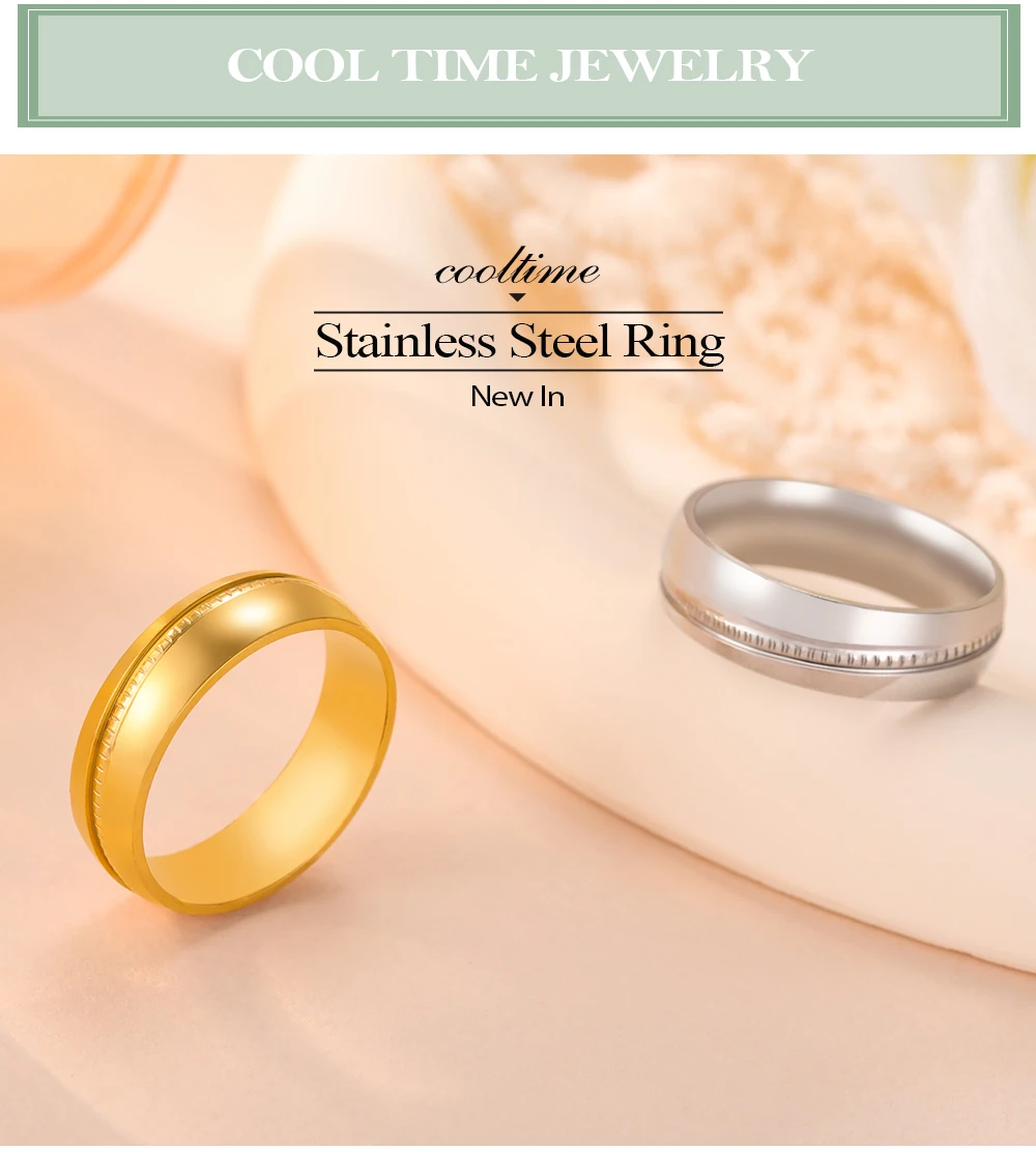 COOLTIME 6MM Breite Minimalistischen Runde Ring Edelstahl Männer Einfache Hochzeit Band Ringe Schmuck Großhandel – Detail 1