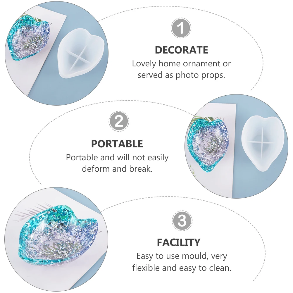

Crystal Drop Gel Mold Blade Silicone DIY Plate Craft Tray Home Ornaments White Unique Shape Easy Clean Flexible Portable Storage