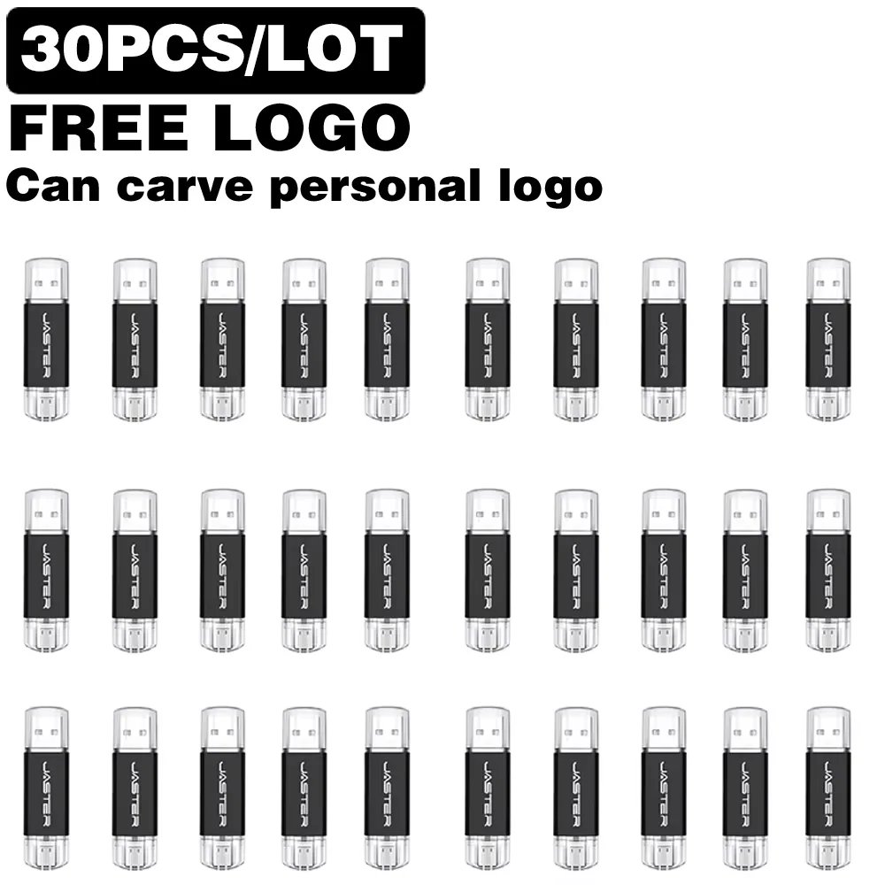 30PCS/Lot New original TYPE-C 2in1 USB Flash Drives 64GB Pen Drive 32GB Waterproof Memory Stick 16GB 8GB Business Gift U Disk