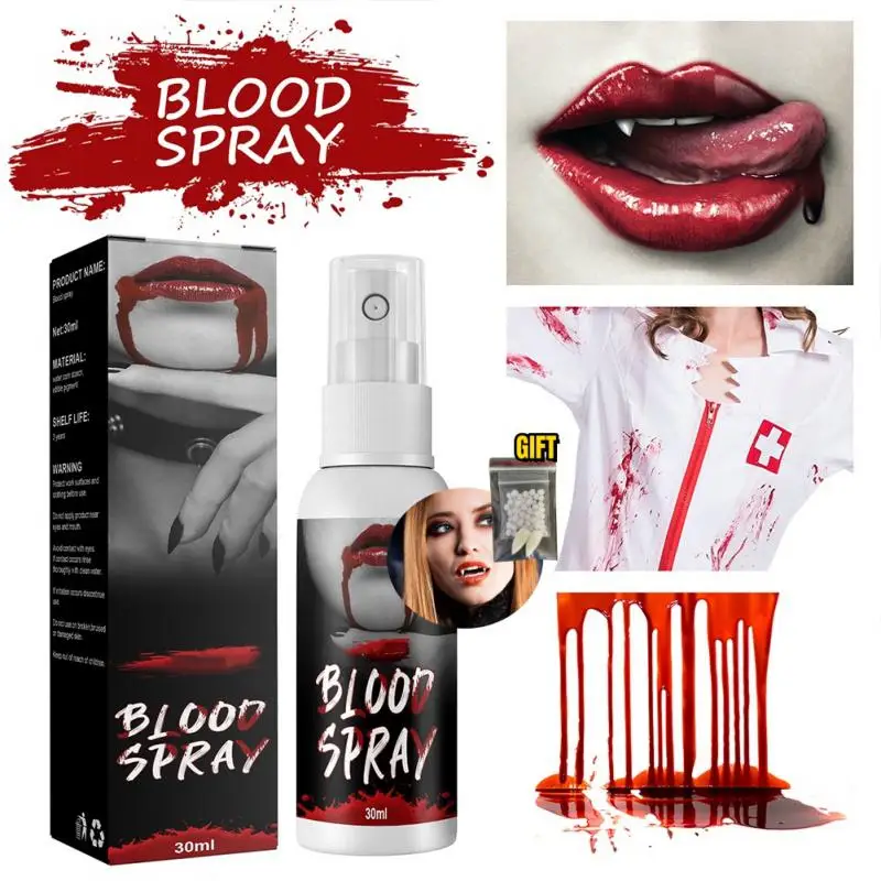 

30ML Halloween Fake Blood Halloween Washable Bloody Fake Blood For Costume Halloween Vampire Makeup Fake Blood Spray For Cosplay