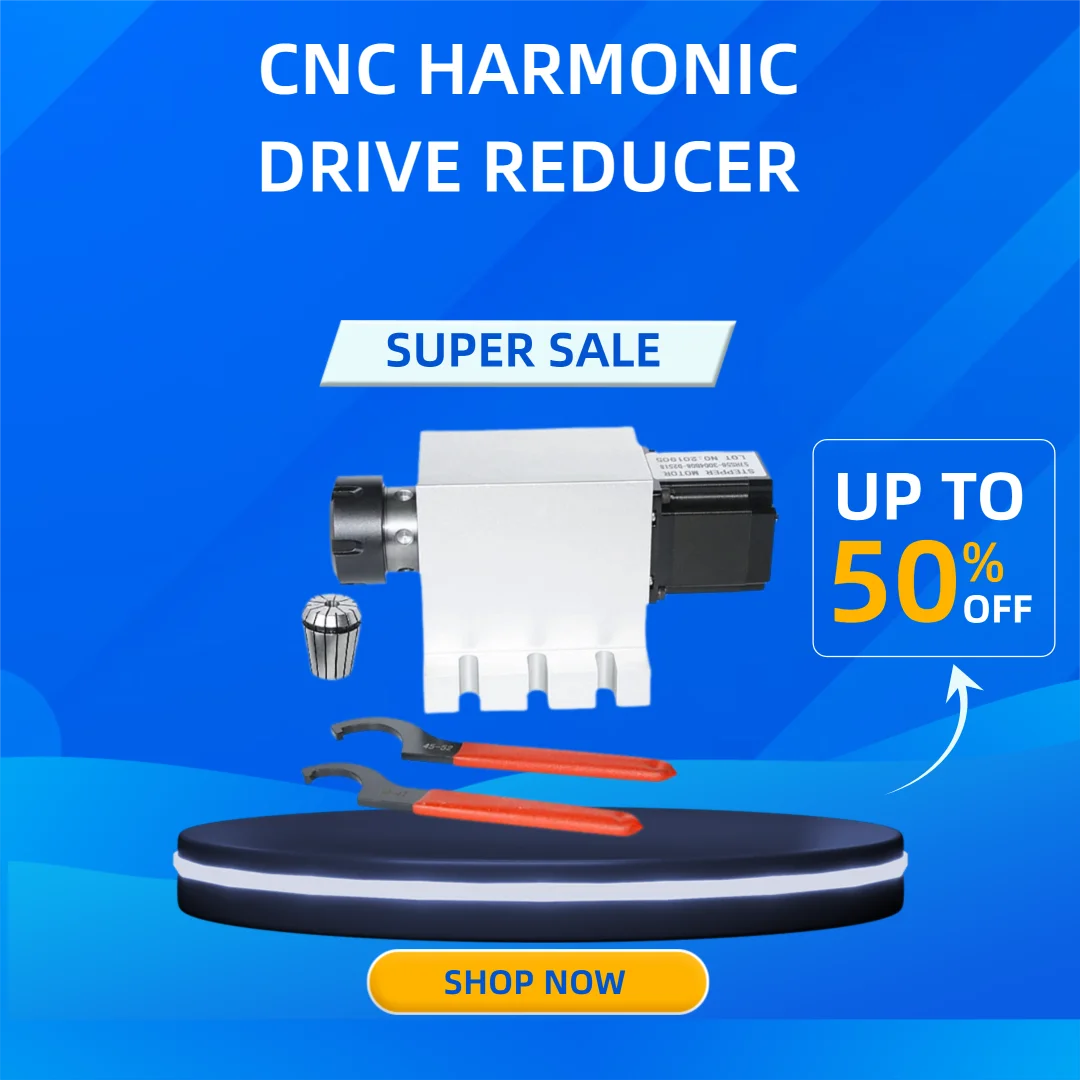 

CNC Harmonic Drive Reducer 4th Rotary Axis With ER32 Chuck Speed Reducing Ratio 50:1 For Milling Machine