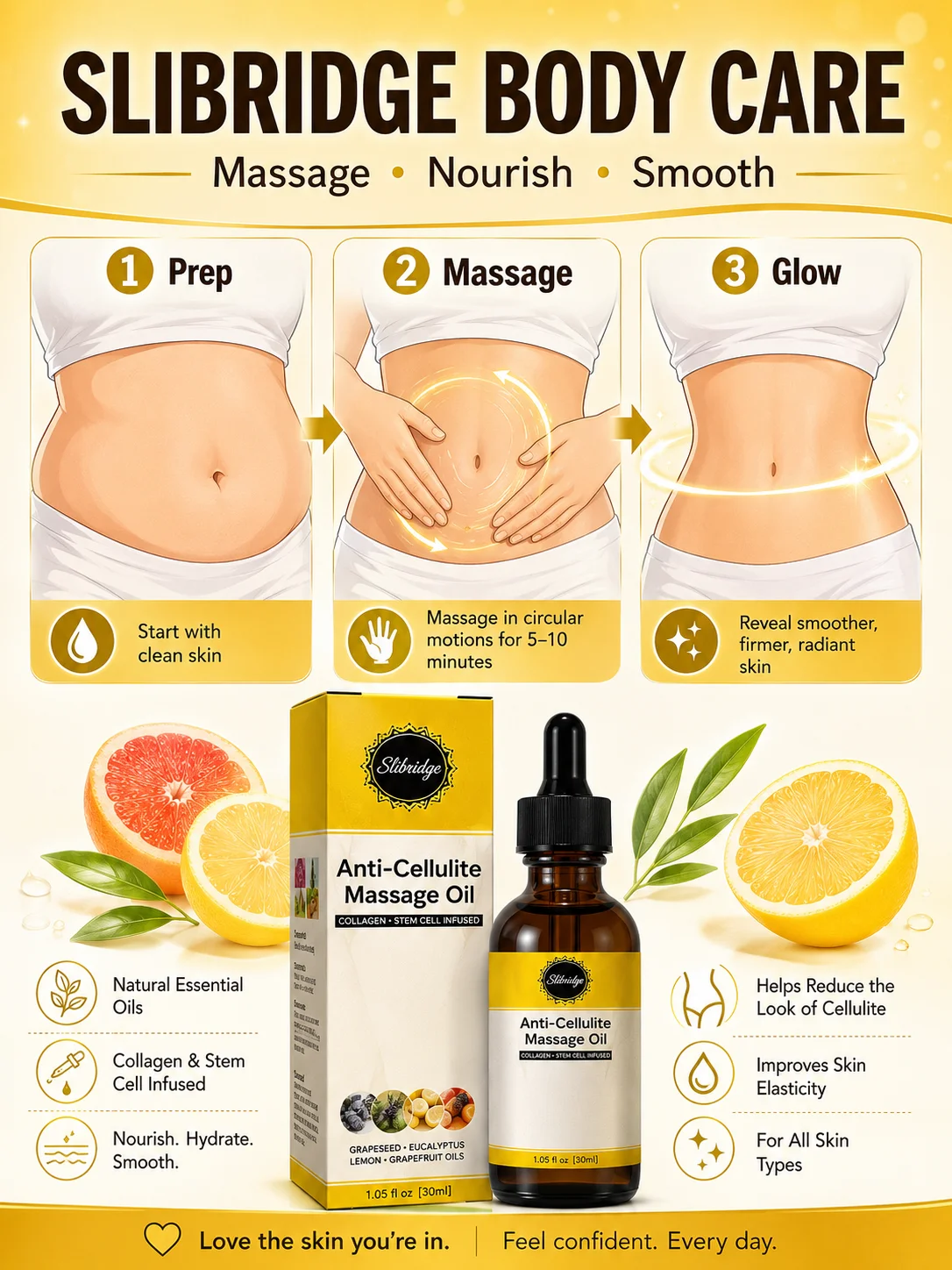 555th Body Firming Care Oil for Massage Tightening Skin and Supporting a Smoother Appearance