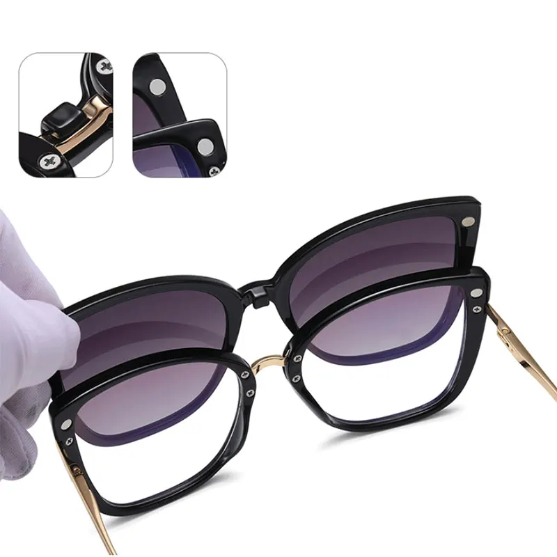53752 Anti Blue Light Glasses Frames Multifunctional Polarized Sunglasses Clip Men Women Fashion Computer Eyeglasses