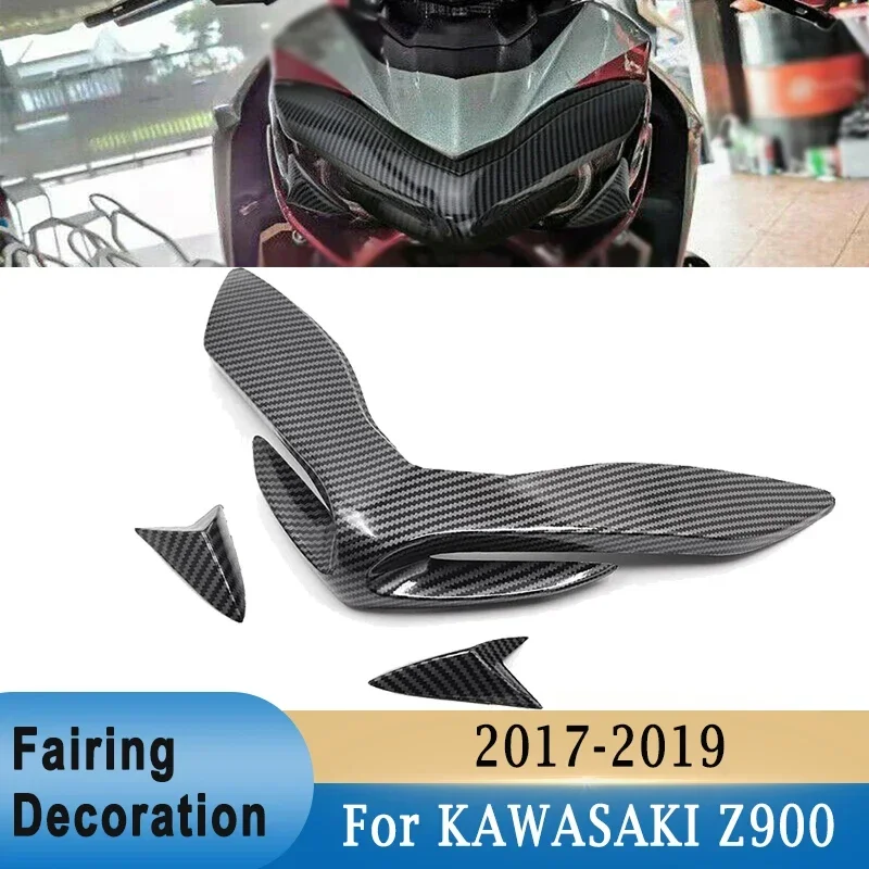 

Motorcycle Front Fairing Decoration Wing Cover Trim Plastic Fit For Kawasaki Z900 2017-2019 Carbon Fiber Look Fairing Kit