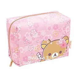 Cherry Blossom Rilakkuma Makeup Bag Organizer Cat Panda Pink Make Up Cosmetic Bags Beauty Case Waterproof Toiletry Storage Bag